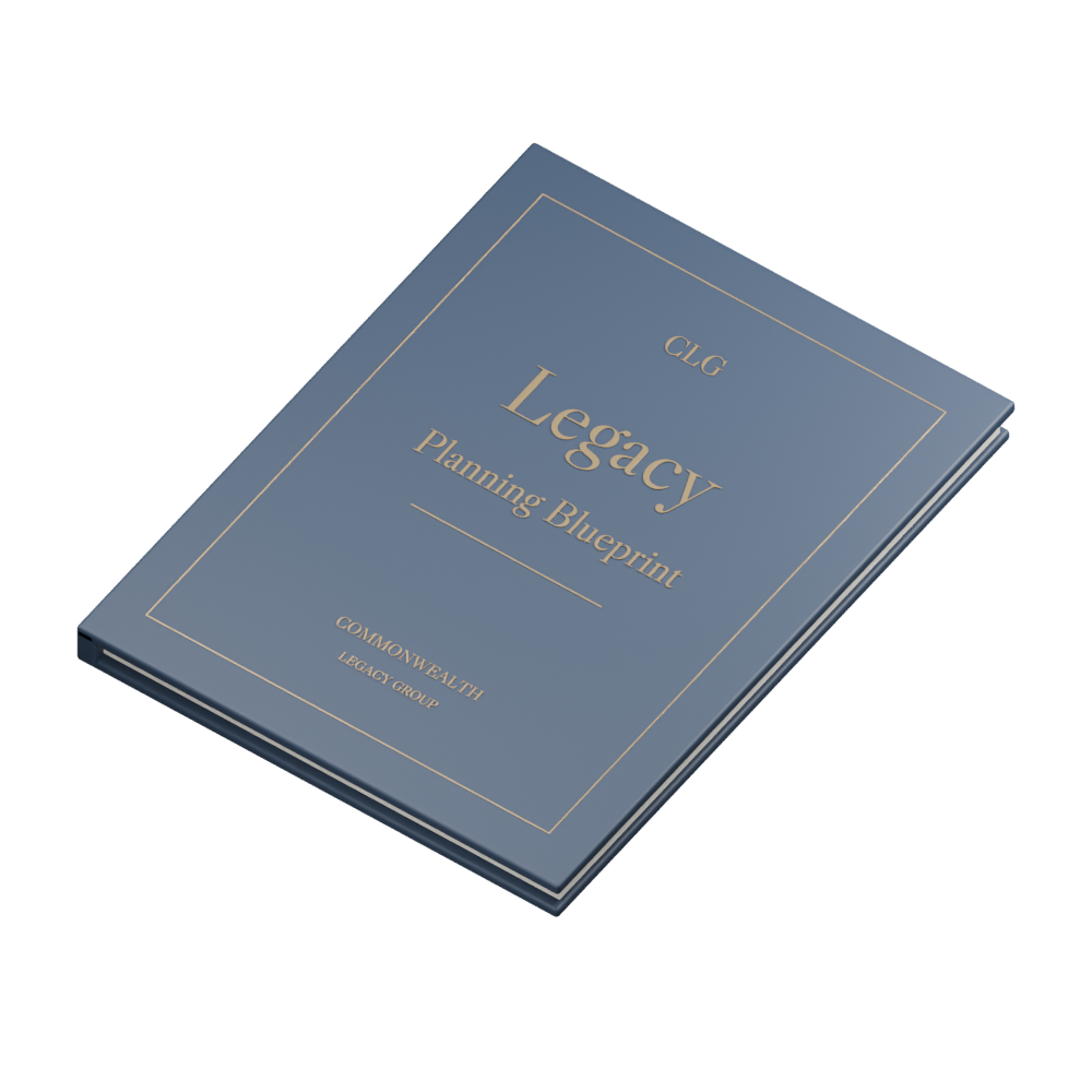 A bespoke navy and brass Legacy Planning Blueprint folio